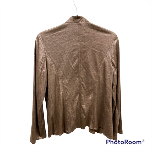 Chico’s Size 1 (Medium) Bronzed Metallic Jamie Jacket $129 Open Front, Unlined - Picture 7 of 10